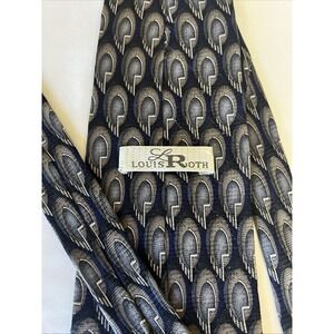 Louis Roth Mens Formal Neck Tie Blue Beige‎